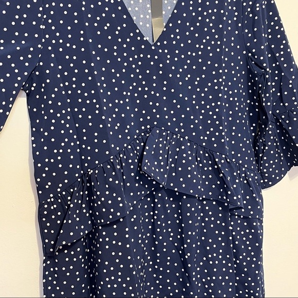 NWT Blue and White Polka Dot Ruffle Dress Women Size Small - Picture 6 of 14